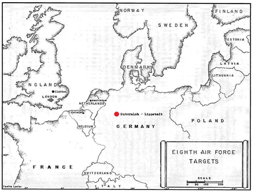457th Bomb Group Association mission no. 1 target map